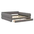 Lit plate-forme capitonné Whisen King Size avec USB et 2 tiroirs