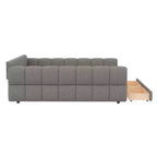 Lit plate-forme capitonné Whisen King Size avec USB et 2 tiroirs