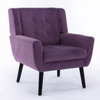 Fauteuil d'appoint en velours Etokfoks 75W x 75D x 88H, assise rembourrée, dossier incurvé, pieds en bois noir pour salon chambre