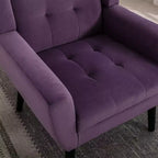 Fauteuil d'appoint en velours Etokfoks 75W x 75D x 88H, assise rembourrée, dossier incurvé, pieds en bois noir pour salon chambre