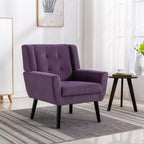 Fauteuil d'appoint en velours Etokfoks 75W x 75D x 88H, assise rembourrée, dossier incurvé, pieds en bois noir pour salon chambre