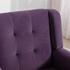 Fauteuil d'appoint en velours Etokfoks 75W x 75D x 88H, assise rembourrée, dossier incurvé, pieds en bois noir pour salon chambre