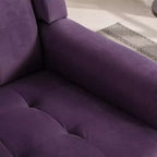 Fauteuil d'appoint en velours Etokfoks 75W x 75D x 88H, assise rembourrée, dossier incurvé, pieds en bois noir pour salon chambre