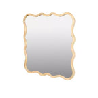 Miroir mural ondulé carré de 36 po, Miroir décoratif moderne en bois massif avec cadre ondulé pour entrée, chambre à coucher - Panipeachy