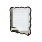 Miroir mural ondulé carré de 36 po, Miroir décoratif moderne en bois massif avec cadre ondulé pour entrée, chambre à coucher - Panipeachy