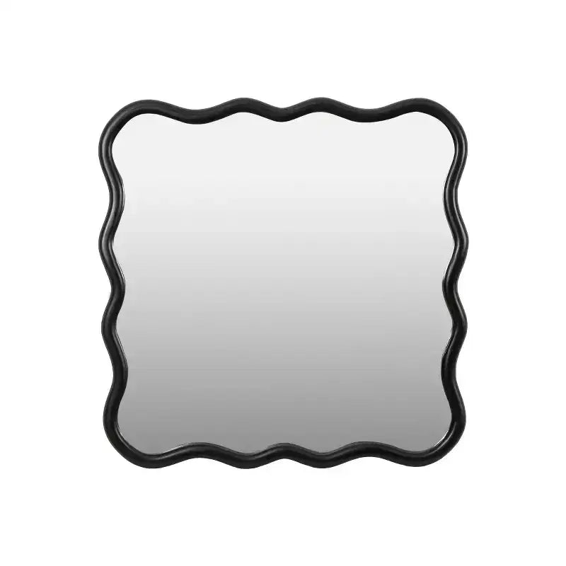 Miroir mural ondulé carré de 36 po, Miroir décoratif moderne en bois massif avec cadre ondulé pour entrée, chambre à coucher - Panipeachy