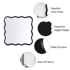 Miroir mural ondulé carré de 36 po, Miroir décoratif moderne en bois massif avec cadre ondulé pour entrée, chambre à coucher - Panipeachy