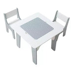 Table d'activités pour enfants 4 en 1 Etokfoks et ensemble de 2 chaises avec plateau réversible, tableau noir, tableau blanc, surface de blocs et rangement pour les 3 ans et plus