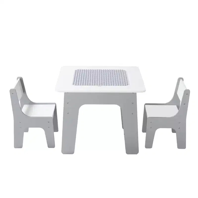 Table d'activités pour enfants 4 en 1 Etokfoks et ensemble de 2 chaises avec plateau réversible, tableau noir, tableau blanc, surface de blocs et rangement pour les 3 ans et plus