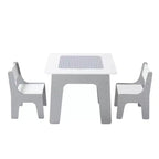 Table d'activités pour enfants 4 en 1 Etokfoks et ensemble de 2 chaises avec plateau réversible, tableau noir, tableau blanc, surface de blocs et rangement pour les 3 ans et plus
