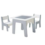 Table d'activités pour enfants 4 en 1 Etokfoks et ensemble de 2 chaises avec plateau réversible, tableau noir, tableau blanc, surface de blocs et rangement pour les 3 ans et plus