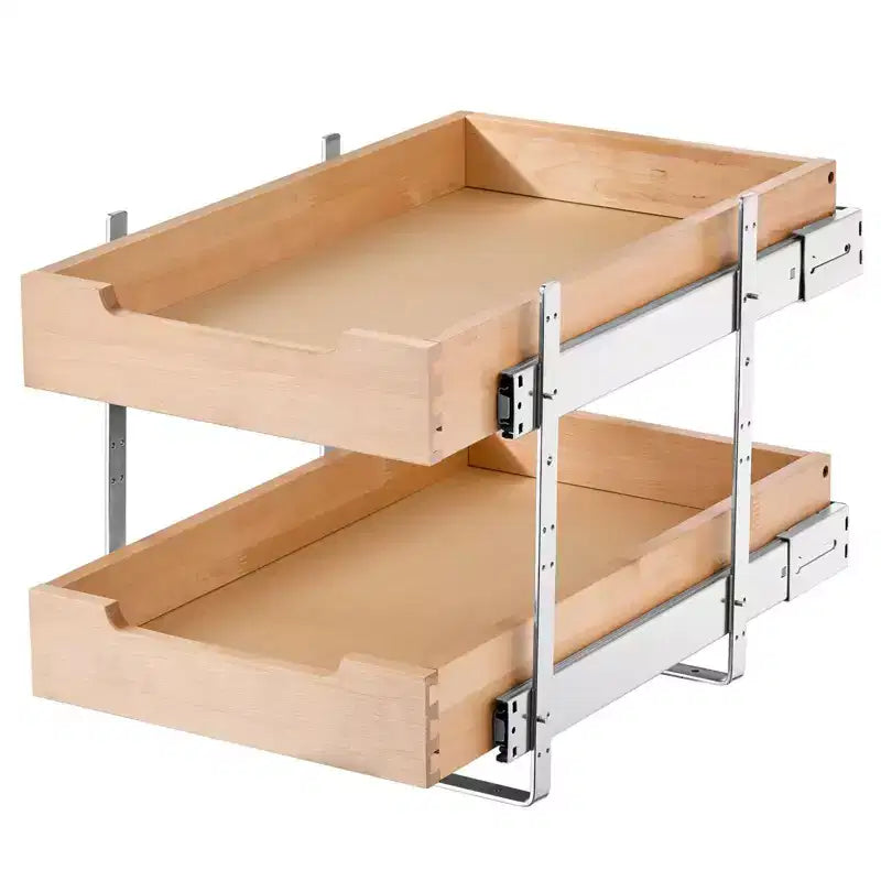 VIYET 14W21D 2-Tier Pull Out Cabinet Organizer - Soft Close, Heavy-Duty Wood Drawer