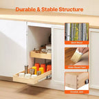 VIYET 14W21D Organisateur coulissant à 2 niveaux pour armoire - Fermeture douce, tiroir en bois robuste