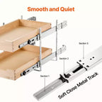 VIYET 14W21D Organisateur coulissant à 2 niveaux pour armoire - Fermeture douce, tiroir en bois robuste