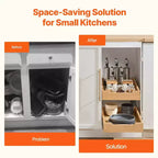 VIYET 14W21D Organisateur coulissant à 2 niveaux pour armoire - Fermeture douce, tiroir en bois robuste