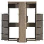 GDFStudio Murray Lit escamotable double avec armoire murale cachée, deux étagères latérales à 3 niveaux, bureau convertible