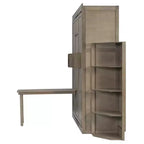 GDFStudio Murray Lit escamotable double avec armoire murale cachée, deux étagères latérales à 3 niveaux, bureau convertible