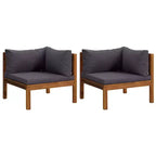 vidaXL Corner Sofas 2 pcs with Dark Gray Cushions Solid Acacia Wood - Dark Gray Corner Sofa (2 pcs)