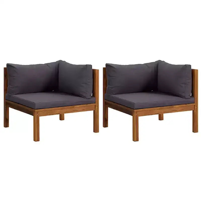 vidaXL Corner Sofas 2 pcs with Dark Gray Cushions Solid Acacia Wood - Dark Gray Corner Sofa (2 pcs)