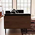 Canapé en Faux Cuir Style Mid-Century Modern 98,42 - Très Grand 4 Places avec Dossier en Bois et 2 Coussins Gaoyangjiaju