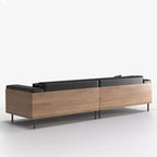 Canapé en Faux Cuir Style Mid-Century Modern 98,42 - Très Grand 4 Places avec Dossier en Bois et 2 Coussins Gaoyangjiaju