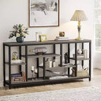Lantine Console Sofa Table, 70.9 inch Extra Long with Storage Shelves, 3-Tier Modern Narrow Entryway Hallway Accent Table for Living Room, Grey