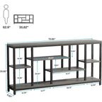 Console Lantine, table d'appoint de 180 cm de long avec étagères de rangement, table d'appoint étroite et moderne à 3 niveaux pour le salon, grise