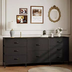 Meuble TV commode en tissu à 8 tiroirs avec plateau en bois, commode de rangement à cadre métallique, grand organisateur de placard pour chambre, salon, couloir