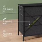 Meuble TV commode en tissu à 8 tiroirs avec plateau en bois, commode de rangement à cadre métallique, grand organisateur de placard pour chambre, salon, couloir