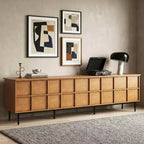 86.61 Mid Century Modern Grid Front TV Stand for TVs up to 90 - Walnut Gaoyangjiaju