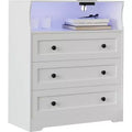 31.5 Wide 3-Drawer Dresser, with Open Storage Shelf for Living Room, White