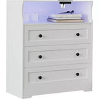 31.5 Wide 3-Drawer Dresser, with Open Storage Shelf for Living Room, White