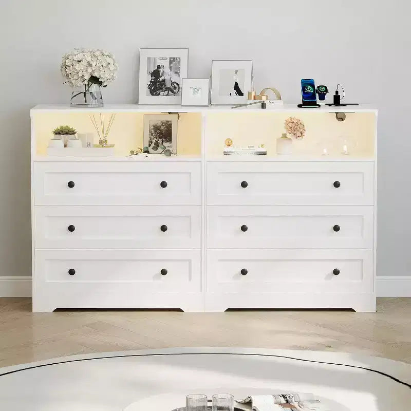 Commode à 3 tiroirs de 31,5 po de large avec étagère de rangement ouverte pour salon, blanche