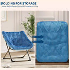 Fauteuils soucoupe confortables pour adultes, chaises pliantes pour salon, fauteuil paresseux en fausse fourrure douce avec cadre en métal, aucun assemblage requis pour chambre à coucher, dortoir