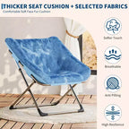 Fauteuils soucoupe confortables pour adultes, chaises pliantes pour salon, fauteuil paresseux en fausse fourrure douce avec cadre en métal, aucun assemblage requis pour chambre à coucher, dortoir