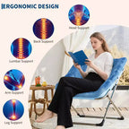 Fauteuils soucoupe confortables pour adultes, chaises pliantes pour salon, fauteuil paresseux en fausse fourrure douce avec cadre en métal, aucun assemblage requis pour chambre à coucher, dortoir