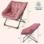 Fauteuils soucoupe confortables pour adultes, chaises pliantes pour salon, fauteuil paresseux en fausse fourrure douce avec cadre en métal, aucun assemblage requis pour chambre à coucher, dortoir