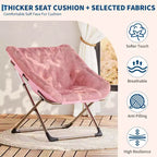 Fauteuils soucoupe confortables pour adultes, chaises pliantes pour salon, fauteuil paresseux en fausse fourrure douce avec cadre en métal, aucun assemblage requis pour chambre à coucher, dortoir