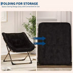 Fauteuils soucoupe confortables pour adultes, chaises pliantes pour salon, fauteuil paresseux en fausse fourrure douce avec cadre en métal, aucun assemblage requis pour chambre à coucher, dortoir