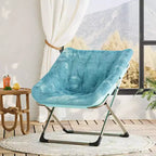 Fauteuils soucoupe confortables pour adultes, chaises pliantes pour salon, fauteuil paresseux en fausse fourrure douce avec cadre en métal, aucun assemblage requis pour chambre à coucher, dortoir