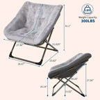Fauteuils soucoupe confortables pour adultes, chaises pliantes pour salon, fauteuil paresseux en fausse fourrure douce avec cadre en métal, aucun assemblage requis pour chambre à coucher, dortoir