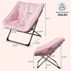 Fauteuils soucoupe confortables pour adultes, chaises pliantes pour salon, fauteuil paresseux en fausse fourrure douce avec cadre en métal, aucun assemblage requis pour chambre à coucher, dortoir