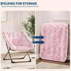 Fauteuils soucoupe confortables pour adultes, chaises pliantes pour salon, fauteuil paresseux en fausse fourrure douce avec cadre en métal, aucun assemblage requis pour chambre à coucher, dortoir