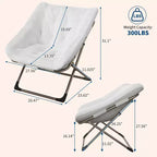 Fauteuils soucoupe confortables pour adultes, chaises pliantes pour salon, fauteuil paresseux en fausse fourrure douce avec cadre en métal, aucun assemblage requis pour chambre à coucher, dortoir
