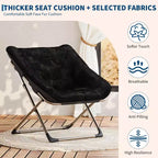 Fauteuils soucoupe confortables pour adultes, chaises pliantes pour salon, fauteuil paresseux en fausse fourrure douce avec cadre en métal, aucun assemblage requis pour chambre à coucher, dortoir