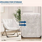 Fauteuils soucoupe confortables pour adultes, chaises pliantes pour salon, fauteuil paresseux en fausse fourrure douce avec cadre en métal, aucun assemblage requis pour chambre à coucher, dortoir