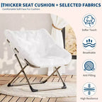 Fauteuils soucoupe confortables pour adultes, chaises pliantes pour salon, fauteuil paresseux en fausse fourrure douce avec cadre en métal, aucun assemblage requis pour chambre à coucher, dortoir