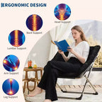 Fauteuils soucoupe confortables pour adultes, chaises pliantes pour salon, fauteuil paresseux en fausse fourrure douce avec cadre en métal, aucun assemblage requis pour chambre à coucher, dortoir