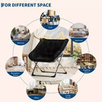 Fauteuils soucoupe confortables pour adultes, chaises pliantes pour salon, fauteuil paresseux en fausse fourrure douce avec cadre en métal, aucun assemblage requis pour chambre à coucher, dortoir