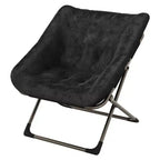 Comfy Saucer Chairs for Adults, Foldable Living Room Chairs, Soft Faux Fur Lazy Chair with Metal Frame, No Assembly for Bedroom, Dorm